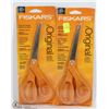 Image 1 : LOT OF 2 NEW FISKARS ORANGE HANDLED SCISSORS