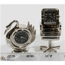 NEW ORNAMENTAL DESKTOP MINI CLOCKS SILVER TONE