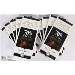 10 LINDT EXCELLENCE 70% CACAO  DARK CHOCOLATE BARS