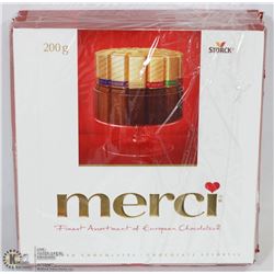 FOUR 200G BOXES OF MERCI ASSORTED CHOCOLATES