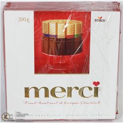 FOUR 200G BOXES OF MERCI ASSORTED CHOCOLATES