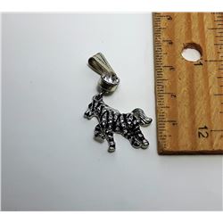 15 - SILVER TONE & CLEAR CRYSTAL ZEBRA PENDANT
