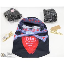 LOT OF 3 FACE MASKS BIKER AND 2 NEW BOTTLE OPENER