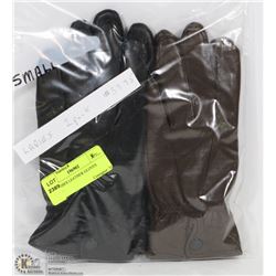 2PK LADIES LEATHER GLOVES SMALL.
