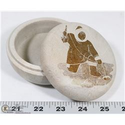GENUINE SOAP STONE INUIT BOWL WITH LID