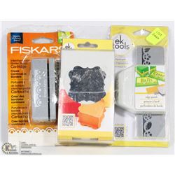 CRAFT TOOL LOT, INCL BORDER PUNCH & 2 EDGE PUNCHS