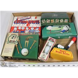 BOX OF ASSORTED GOLF ITEMS, INCL BALL MONOGRAMMER