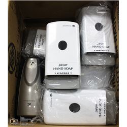 BOX OF SOFT CARE HAND SOAP DISPENSERS.