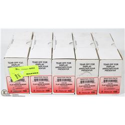 5 BOXES OF NEW FLAT WOOD SCREWS, 5 X 3/4