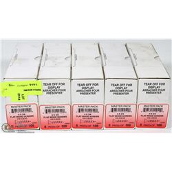 5 BOXES OF NEW FLAT WOOD SCREWS, 4 X 3/4