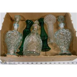 BOX OF VINTAGE DECANTERS VARIOUS STYLES