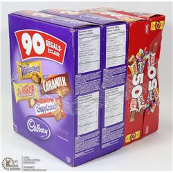 GROUP OF 4 BOXES OF TREAT SIZE CHOCOLATE BARS,