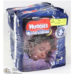 LOT OF 2- 21PACKS SIZE 5 HUGGIES OVERNITES DIAPERS