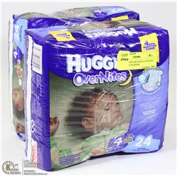 LOT OF 2- 24PACKS SIZE 4 HUGGIES OVERNITES DIAPERS
