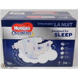 BOX OF SIZE 4 HUGGIES OVERNIGHTS TRAINING PANTS 74