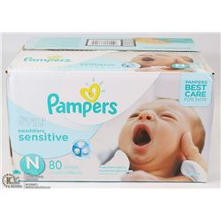 PAMPERS 80 DIAPERS NEWBORN SWADDLERS SENSITIVE.