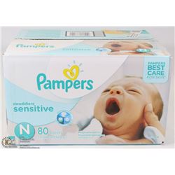 PAMPERS 80 DIAPERS NEWBORN SWADDLERS SENSITIVE.