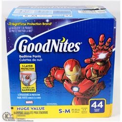 BOX OF 44 GOODNITES BEDTIME PANTS SIZE S/M
