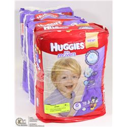 4 PACKS OF 18 HUGGIES LITTLE MOVERS SIZE 6 DIAPERS