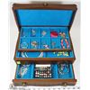 Image 1 : WOOD JEWELRY BOX FILLED WITH ASSORTED EARRINGS