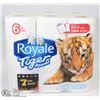 Image 1 : ROYALE 6 PACK HANDY-HALF SHEETS TIGER TOWELS