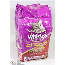 LOT OF 4 BAGS OF WHISKAS MEATY SELECTIONS CAT FOOD