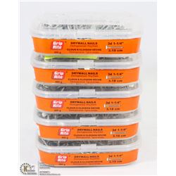 LOT OF 5 400G TUBS GRIP RITE DRYWALL NAILS