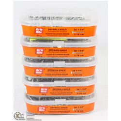 LOT OF 5 400G TUBS GRIP RITE DRYWALL NAILS