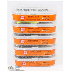 LOT OF 5 400G TUBS GRIP RITE DRYWALL NAILS