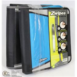 LOT OF 3 ZWIPES BLUE AND GREY 1 1/2" BINDERS