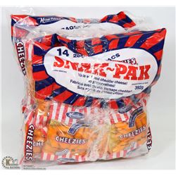 4 PACKS OF 14 SNACK SIZE BAGS OF CHEEZIES.