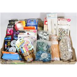 LARGE FLAT OF ASSORTED CRAFTING SUPPLIES