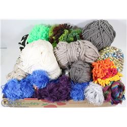 LARGE FLAT OF ASSORTED YARN