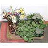 Image 1 : BOX W/ARTIFICIAL FLOWERS & FOLIAGE IN