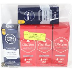 BAG WITH 2 NIVEA MEN FACE LOTIONS AND 3 OLD SPICE