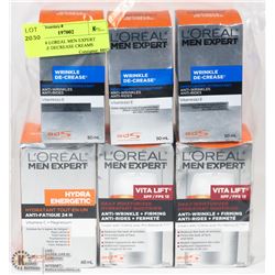 LOT OF 6 LOREAL MEN EXPERT WRINKLE DECREASE CREAMS