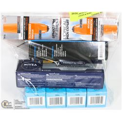 LOT OF 8 MENS ASSORTED FACE CARE LOTIONS & MORE.