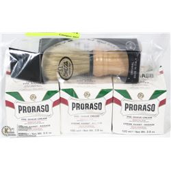 LOT OF 3 PRORASO SHAVE CREAMS WITH BRUSH