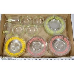 FLAT OF DEPRESSION PLATES INCL SIDE PLATE, FRUIT