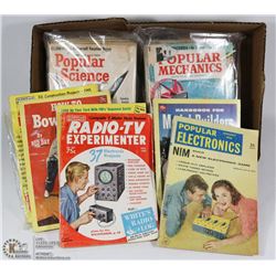 BOX OF VINTAGE ASSORTED POPULAR MECHANICS ETC.