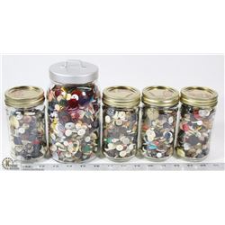 VINTAGE BUTTONS 5 JARS FULL