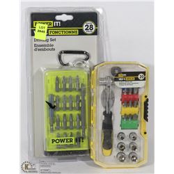 28 PIECE IMPACT RATED DRIVING SET AND 1/4" DRIVER