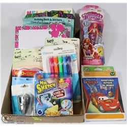 SMALL FLAT OF KIDS SCHOOL SUPPLIES ITEMS
