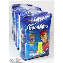 4 PACKS OF 14 S/M GOODNITES DIAPERS