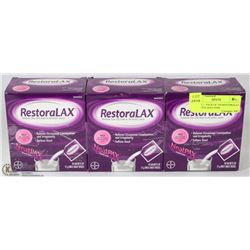 LOT OF 3  PACK OF 10S RESTORALAX LAXATIVE SOLUTION