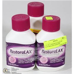 LOT OF 3 ASSORTED SIZES OF RESTORALAX LAXATIVE