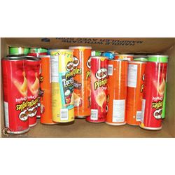 BOX OF 25 ASSORTED FLAVORED PRINGLE CHIPS