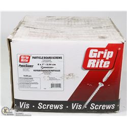 BOX OF GRIP RITE PARTICLE BOARD SCREWS 8 X 1"