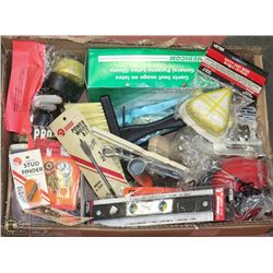 BOX OF ASSORTED TOOLS, HARDWARES AND FASTENERS