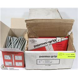 BOX OF PERMA GRIP FASTENERS 4" X 101 5 X 100 PCS